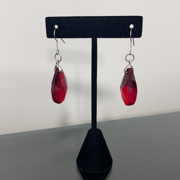 Vintage Sparkling Red Garnet Chandelier Drop Earrings